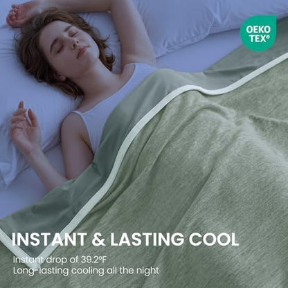 TOPCEE Cooling Blanket(60"x90"Twin Size)for Night Sweats Absorbs Heat to Keep Adults, Children Cool on Warm Nights, Q-Max 0.5 Cooling blankets for Hot Sleepers, Ultra-Cool Lightweight Blanket for Bed