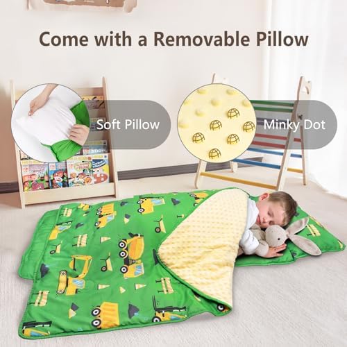 Primlect Toddler Nap Mat with Pillow, Roll Up Extra Large Sleeping Bag