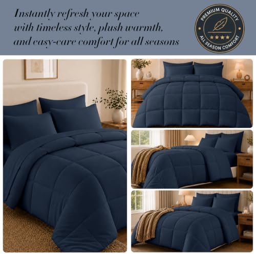 Anluoer King Size Comforter Set, 7 Piece Bed in a Bag King Bedding Sets