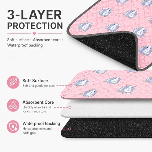 2 pcs Guinea Pig Cage Liners - Washable Guinea Pig Pee Pads, Waterproof Reusable & Anti Slip Guinea Pig Bedding Fast and Super Absorbent Pee Pad for Small Animals Rabbit Hamster Rat (2)