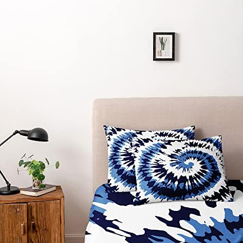 Tie Dye Duvet Cover Set King Size Tie Dye Purple Blue Bed Set Boys and Girls Comforter Cover and Pillow Shams for Women Decor Bedroom