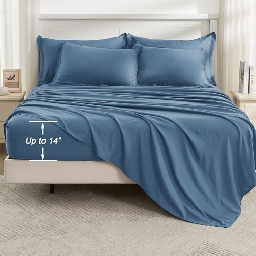 Andency King Comforter Set, 7 Pieces Sea Blue Bedding