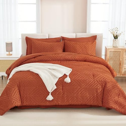 Andency Oversized King Comforter 120x98, Burnt Orange