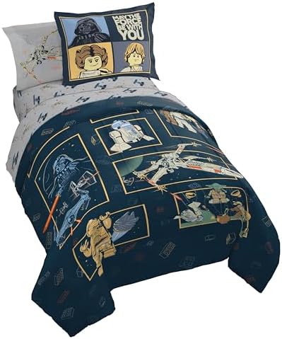 LEGO® Star Wars Twin Comforter Set 5 Piece Soft Kids Bedding, Blue