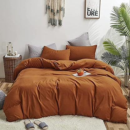 Wellboo Pumpkin Color Comforter Set California King Solid Terracotta Comforters Cal King Size Plain Burnt Orange Bedding Cotton Women Rust Caramel Quilts Blankets Dusty Cinnamon Brown Warm Bedding