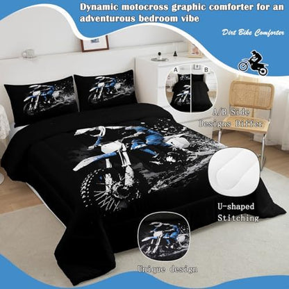 Feelyou Dirt Bike Comforter Set Full Size Racing Themed Dirt Bike Bedding