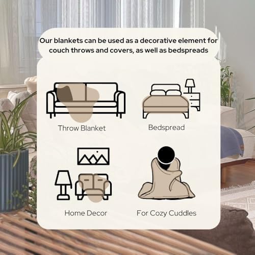 Dalisa Alina GOTS Organic Cotton Throw Blanket, Mocha Meringue, 80x90 in