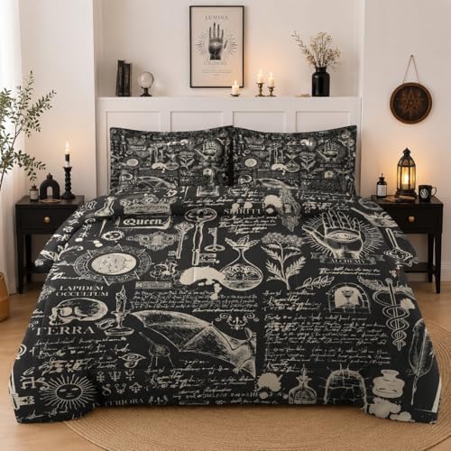WeCozy Queen Comforter Set, 3 Pieces Gothic Goth Bedding, All Season
