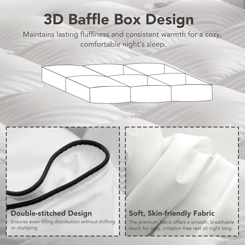 Down Fiber Comforter King Size, Lightweight Summer Duvet Insert White