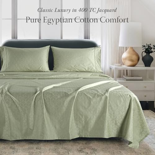Threadmill 400 Thread Count Egyptian Cotton Queen Sheet Set, Sage Green