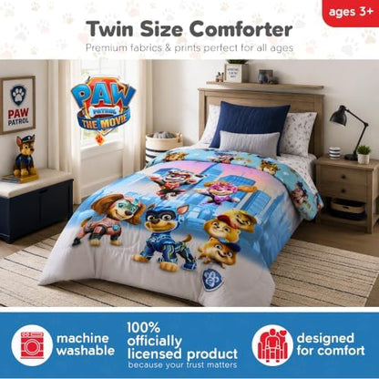Franco Paw Patrol Kids Bedding Super Soft Cozy Microfiber Comforter, Twin, Chase, Skye, Marshall, Rubble, (Officially Licensed Product)