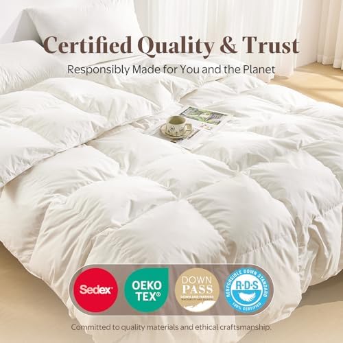 Goose Feather Down Comforter King Size, All Season Duvet Insert