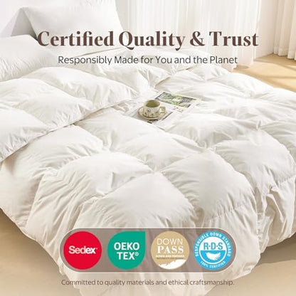Goose Feather Down Comforter Queen Size, All Season Duvet Insert