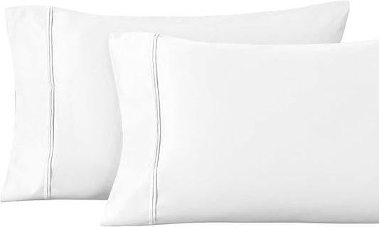 1200 Thread Count 100% Egyptian Cotton, Soft and Breathable, 2-Piece Standard Pillowcase Set Solid, White
