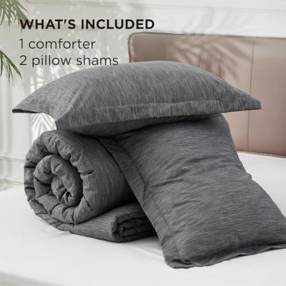 Bedsure Dark Grey King Size Comforter Set, Cationic Dyed Bed Set 3 Pcs
