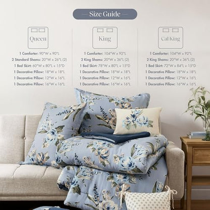 Madison Park Reversible Vintage Floral Comforter Set, 7PC Cal King Bed Set