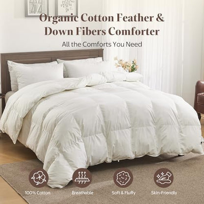 Goose Feather Down Comforter King Size, All Season Duvet Insert