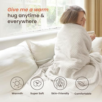 Heated Blanket Electric Blanket Twin Waffle, 62x84 Inches Sherpa Fleece Fast Heating Blanket 6 Heating Levels & 10 Hours Auto Off ETL Certification,Beige Twin