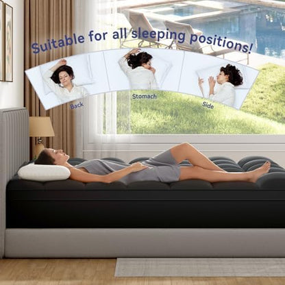 ELEMUSE Full Black Mattress Topper, Thick Pillow Top Mattress Pad Cover