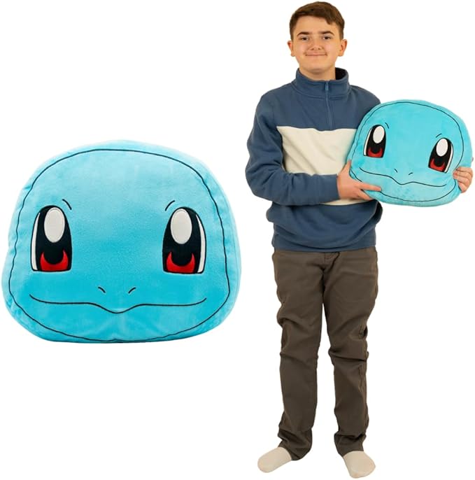 Pokemon Squirtle Decorative Plush Pillow – Anime Bedding Accent for Kids – Super Soft, One Size – (Officially Licensed Product) by Franco