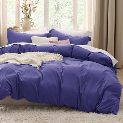 Bedsure Skipper Blue Duvet Cover Queen Size - 3 Pieces Prewashed Cotton-Like Polyester Extra Soft Bedding Set, Includes 1 Duvet Cover 90x90 Inches with Zipper Closure & 2 Pillow Shams, No Comforter