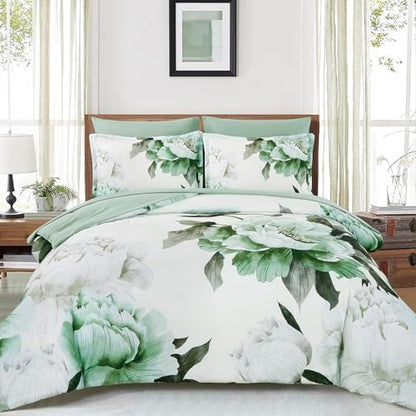 Dobuyly Green Full Size Comforter Set 7 Piece Floral Bed in a Bag