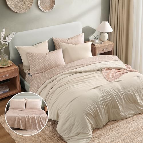 Monbix King Size Comforter Set- 7 Pieces Soft Bed in a Bag King Bedding Set