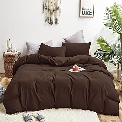 Wellboo Brown Comforter Set Twin Size Solid Mocha Coffee Bedding for Men