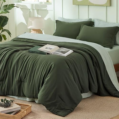 Bedsure King Bedding Comforter Set Olive Green Bed in a Bag 104" x 90"