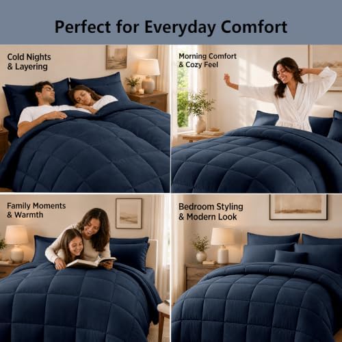 Anluoer Queen Comforter Set 7 Piece, Soft Bed in a Bag Queen Bedding Sets