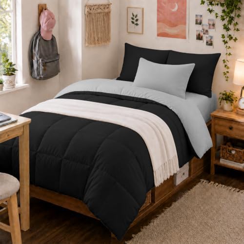 Anluoer Twin Comforter Set, 5 Piece Bed in a Bag Twin Bedding Sets