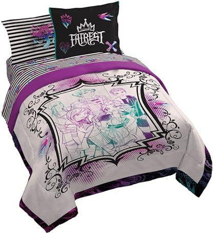 Disney Descendants Queen Comforter Set 7 Piece Kids Soft Bedding, Multi