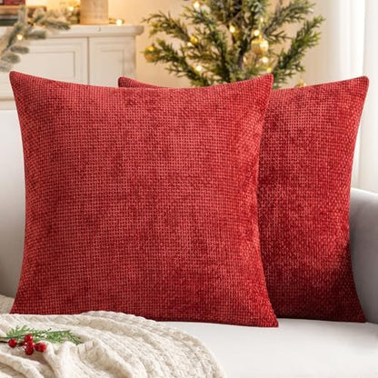 MIULEE Decorative Couch Throw Pillow Covers 20x20 Inch Christmas Red 2 Pack