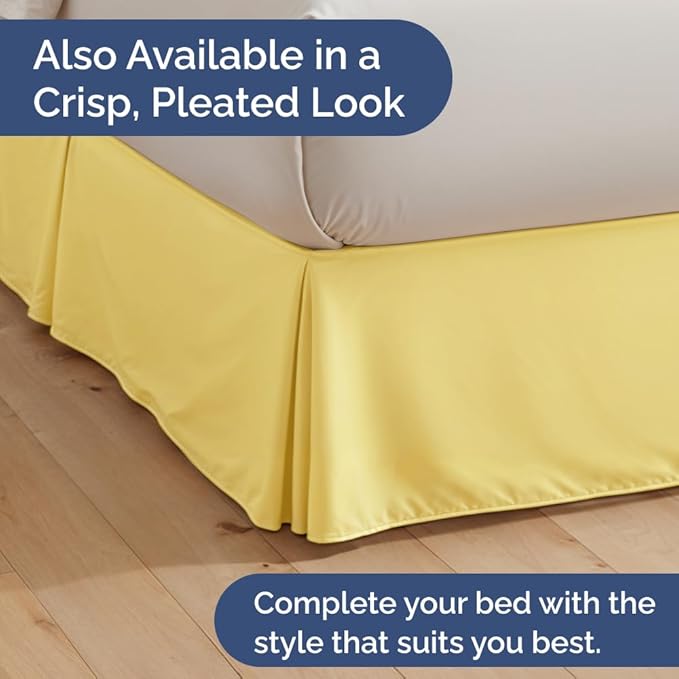 Bedskirt Full Size Ruffle - 18 inch Drop Dust Ruffle Bed Skirt with Platform - Ultra-Soft, Easy Fit, Premium Hotel Quality - Wrinkle, Fade & Shrink Resistant - for Women, Men, Kids and Teens - Yellow
