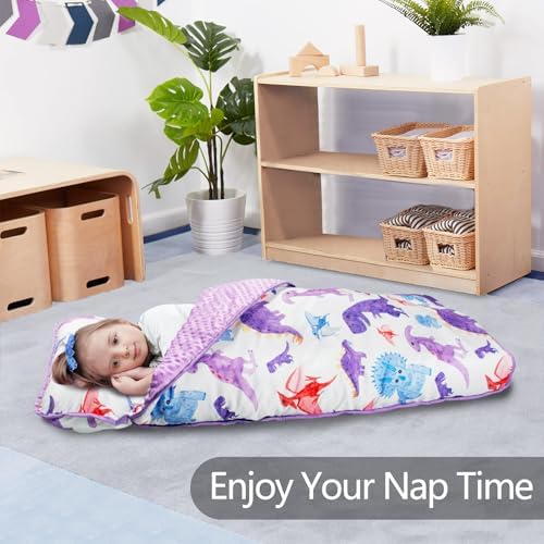 Primlect Toddler Nap Mat with Pillow, Thickened Extra Large Sleeping Bag