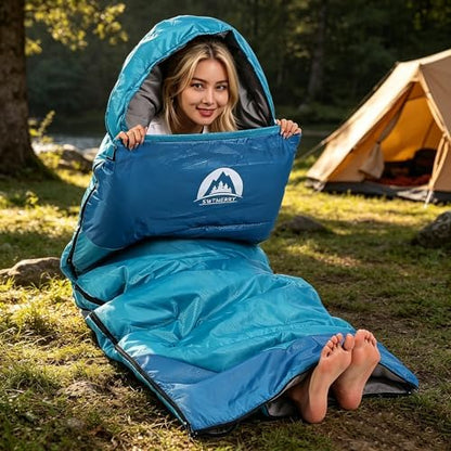 SWTMERRY Sleeping Bag 3 Seasons (Summer, Spring, Fall) Warm & Cool Weather - Lightweight,Waterproof Indoor & Outdoor Use for Kids, Teens & Adults for Hiking and Camping