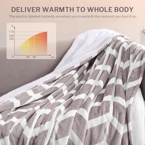 VENTIMI Heated Blanket Full, 9 Heat Levels & 2-10 Hours Auto Off, Beige