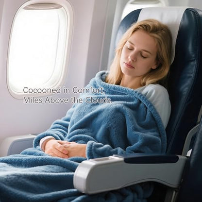 Melissa Large Soft Travel Blanket and Inflatable Pillow Set