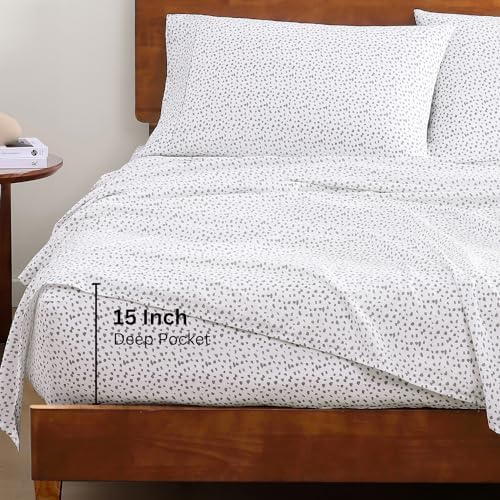 LANE LINEN Twin Sheets 100% Organic Cotton Soft 3pc Percale - Haze Grey