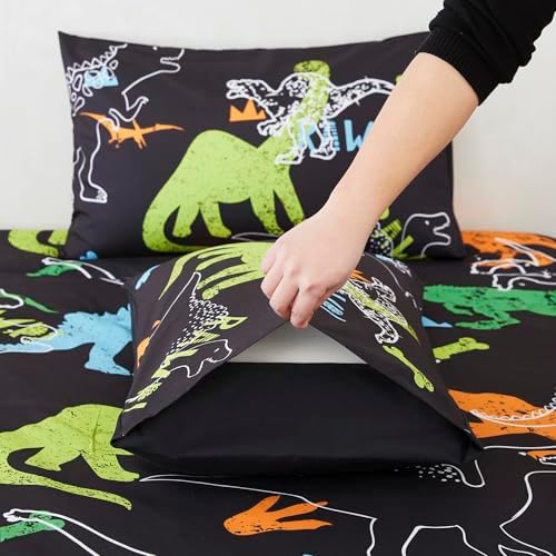 RYNGHIPY Dinosaur Comforter Set Twin Size 3Pcs Dinosaur Bedding Set for Kids Boys Girls Microfiber Boys Bedroom Set 1 Comforter with 2 Pillowcases (Multi,Twin)