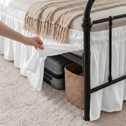 RIMELA Bed Skirt with Split Corners, Queen, 15 Inch Drop, Moon White