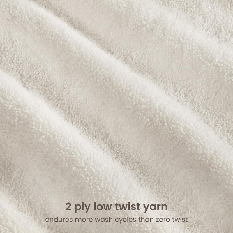 BIOWEAVES 100% Organic Cotton 700 GSM Plush Washcloths 13" x 13" GOTS Certified - Ivory, Pack of 12