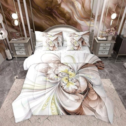 Erosebridal Brown Marble Comforter Set Twin Size,Watercolor Flower Bedding Set for Kids Teens,Gradient Tie Dye (Comforter+Fitted+Flat Sheet+2 Pillowcases+2 Throw Pillow Covers) 7 Pieces Bed Set