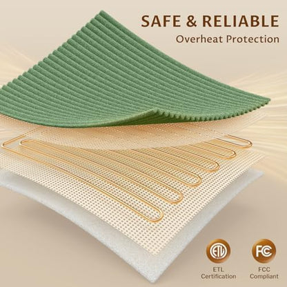 Reaks Heated Throw Blanket, 5 Heat Levels, 3 Hours Auto-Off, 50"x60", Green
