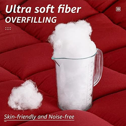 HYLEORY All Season Twin Size Bed Comforter - Cooling Goose Down Alternative Quilted Duvet Insert with Corner Tabs - Winter Warm - Machine Washable - Red