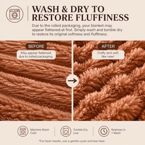 Rust Throw Blanket - Soft & Fluffy Fleece, Cute & Aesthetic, Perfect for Sofa, Couch, Chair, Bed, Living Room & Bedroom, All-Season Use, Plush & Cozy Decorative Blanket
