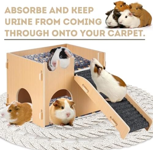 2 Pack Guinea Pig Bed - 10 x 13 Inch Upgraded-Thickness Pee Pads Bedding
