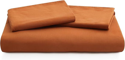 Burnt Orange Duvet Cover Full Size, 100% Washed Cotton Linen Like Bedding Set with Zipper Closure (No Comforter), 80x90 Inches