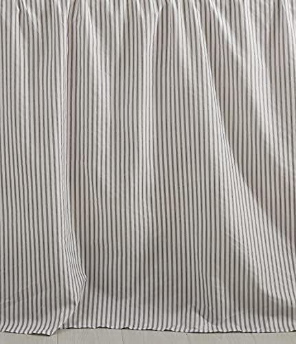 CHIXIN Ticking Stripe Ruffle Skirt Bedspread Full Size - 30" Long Drop, Shabby Chic Style, Lightweight Bedding Cover, 3 Piece Set, Light Grey