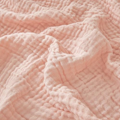 EMME Muslin Blankets for Adults Throw Blanket for Couch Breathable Gauze Soft Lightweight Airy Light Pink Throw XL 50" x 71"